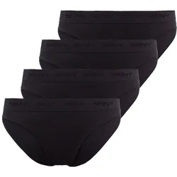 SKINY Damen Rio Slip, 4er Pack - Unterwäsche, Unterhose, Baumwolle, Logobund, Feinripp, einfarbig Schwarz 38