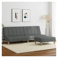 VidaXL Schlafsofa 2-Sitzer mit Fußhocker Dunkelgrau Stoff