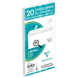 Clairefontaine 500x Umschläge haftklebend 110x220mm/DL, 80g - Weiß 9735C