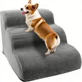 Haustiertreppe Hundetreppe 35cm 3 Stufen rutschfest mit Waschbarem 3D Cordbezug, Hundetreppe für Kleine Hunde Hochwertige Schwamm, Hunderampe für Kurzbeiniger Hund