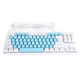 K100 Wired 87-Tasten-Computertastatur, mechanische Gaming-Bürotastatur mit gemischten Lichttasten, Ergonomie-Widerstandsfähigkeitseffekt, mechanischer blauer Schalter für Desktop-Laptops(Blau Weiss)