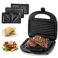 Pukomc 3-in-1 Sandwich Maker Antihaft-Panini-Presse, 850 W Grill, Tostadora De Pan Sandwichera, Herausnehmbare Grillplatten, Kontaktgrill, Waffeleisen, Doppelseitige Heizung, Schwarz