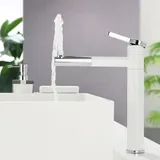Badezimmerarmatur Waschbecken Wasserhahn Weiß 360 Schwenkbar Einloch Messing Waschbecken Mischbatterie für Aufsatzwaschbecken Badezimmer Wasserhahn