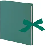 RÖSSLER Fotoalben Ringbuch mit Schleife | Fotoalbum zum Einkleben | Fotobuch zum selbstgestalten | Geschenk hochzeit | Fotoalbum weiße Seiten | 290x290mm | 1 Stück | Farbe: Grün | Blau | Opal