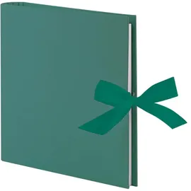 RÖSSLER Fotoalben Ringbuch mit Schleife | Fotoalbum zum Einkleben | Fotobuch zum selbstgestalten | Geschenk hochzeit | Fotoalbum weiße Seiten | 290x290mm | 1 Stück | Farbe: Grün | Blau | Opal
