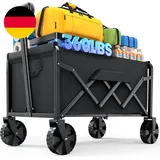Klein  Bollerwagen Faltbar – 100L Handwagen Mit Hartplastikrädern, Belastbar Bis