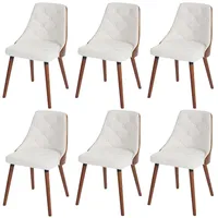 Mendler 6er-Set Esszimmerstuhl HWC-A75, Besucherstuhl Küchenstuhl, Walnuss-Optik Bugholz ~