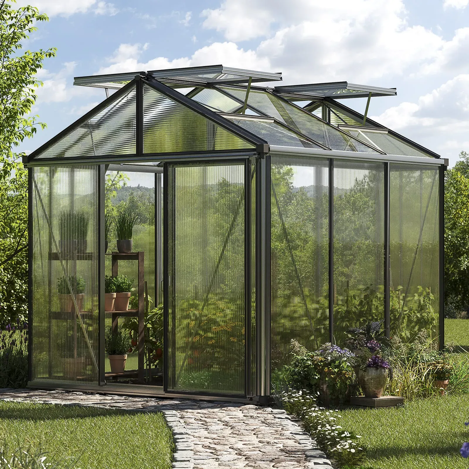 GFP Profi 235 x 235 cm Gewächshaus, Standardfarbe Aluminium Natur | Aktionsset - Profi 2 - (GFPV00172)