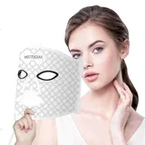 Hottoerak Rotlichtlampe Gesicht, 660nm&850nm Rotlichtlampe, 74LED Infrarotlampe mit 10/20/30 Timer & 5 Helligkeitsregelung Rotlicht Maske Gesicht für den Heimgebrauch, Reisen(weiß)