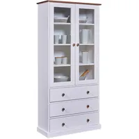 VCM Vitrine Westerland 90 x 190 x 38 cm Weiß