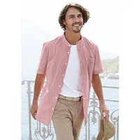 H.I.S. H.I.S Kurzarmhemd Regular Fit, Stehkragenhemd mit Brusttasche, reine Baumwolle, Gr. M (39/40) N-Gr, koralle, , 64709510-M N-Gr