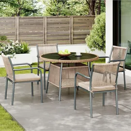 Okwish Gartenmöbel-Set 5-tlg. Beige/Grau