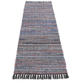 carpetfine Teppich »Kelim Chindi, Wendeteppich«, rechteckig, 6 mm Höhe, handgewebt, Fleckerlteppich mit Fransen, auch vielen in Läufergrößen schwarz 80x350 cm | aus Baumwolle für Wohnzimmermit