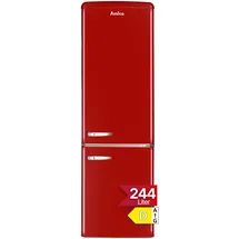 Amica KGCR 387 101 R Retro-Kühl-Gefrierkombination (244 l, 1810 mm hoch, Rot)
