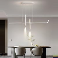 Dimmbare LED Hängeleuchte 56W Moderne Esstisch Pendelleuchte Wohnzimmer Hängeleuchte Linear Design LED Hängende Lampe Höhenverstellbar Kronleuchter für Esszimmer Küche Landhaus Pendellampe