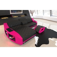 Sofa Dreams Ecksofa Couch Ledersofa Swing L Form Leder Sofa, mit LED, wahlweise mit Bettfunktion als Schlafsofa, schwarz-pink schwarz