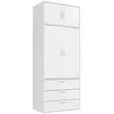 mokebo Kleiderschrank Weiß Holzwerkstoff, 1 Fächer, 90x234x58 cm, Schlafzimmer, Kleiderschränke, Drehtürenschränke