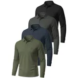 Normani 4er Set Herren Langarm Poloshirt Lyroe navy | anthrazit / grün / schwarz XL