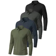 Normani 4er Set Herren Langarm Poloshirt Lyroe navy | anthrazit / grün / schwarz XL