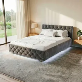Juskys Nizza 140 x 200 cm mit Matratze grau