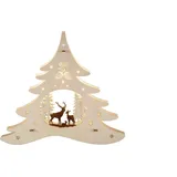 Weigla Beleuchtetes Fensterbild Tannenbaum Waldmotiv 31,5 x 28,5 x 5 cm