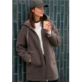 Teddy Mantel mit Kapuze - Braun