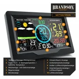 Brandson Funkwetterstation mit 5 in 1 Außensensor - LED Farbdisplay - DCF - Thermometer Hygrometer Barometer - Windgeschwindigkeit - Regenmenge