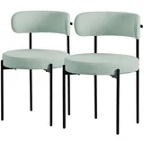 ML-Design Esszimmerstühle 2er Set aus Teddystoff Grün, mit Rückenlehne,