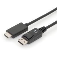 Digitus DisplayPort Adapterkabel DP - HDMI Typ A St/St, 3.0m, w/lock, DP 1.2_HDMI2.0, 4K/60Hz,CE,sw
