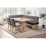 Home affaire Eckbankgruppe Beluna + Cross Essecke Sitzgruppe Eckbank Küchenbank BESTSELLER, (Set, 4-tlg., Eckbank, 2 Stühle und Tisch), Sitzgruppe Esszimmer Stühle Tisch und Bank bequem gepolstert grau