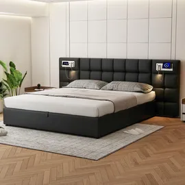 lanki international gmbh Polsterbett 180 x 200 cm Schwarz