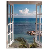 ARTland Wandbild Alu für Innen & Outdoor Fenster zum Paradies Größe: 45x60 cm - blau