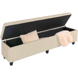 berlinlodge Aufbewahrungs-Truhe Lars XXL HxBxT 45x180x45cm Stoff/Textil Schriftzug Sitzbank Bank