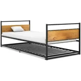 vidaXL Ausziehbett Schwarz Metall 90x200 cm