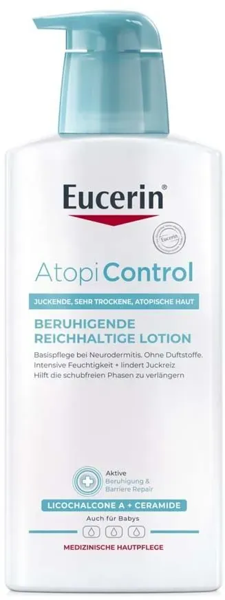 Eucerin® AtopiControl Beruhigende Reichhaltige Lotion beruhigt die Haut bei Neurodermitis