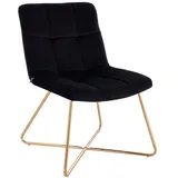 Svita Lynn Loungesessel Cocktailsessel Clubsessel Polsterstuhl ohne Armlehnen Goldene Beine Samt-Polster Schwarz