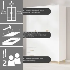 Rauch Drehtürenschrank SHINJO 140 x 203 x 53 cm Weiß