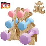 Kurzhantelständer Platzsparend A-Rahmen für Homegym, 3 Paare, Holzoptik