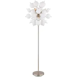 Stehleuchte Standlampe Wohnzimmerlampe Glaskugeln Metall Nickel-matt H 155 cm