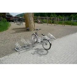 Schake Fahrradständer, Radeinstellung einseitig für 2 Fahrräder + gebogenen Haltebügeln + Kunststoffschutz