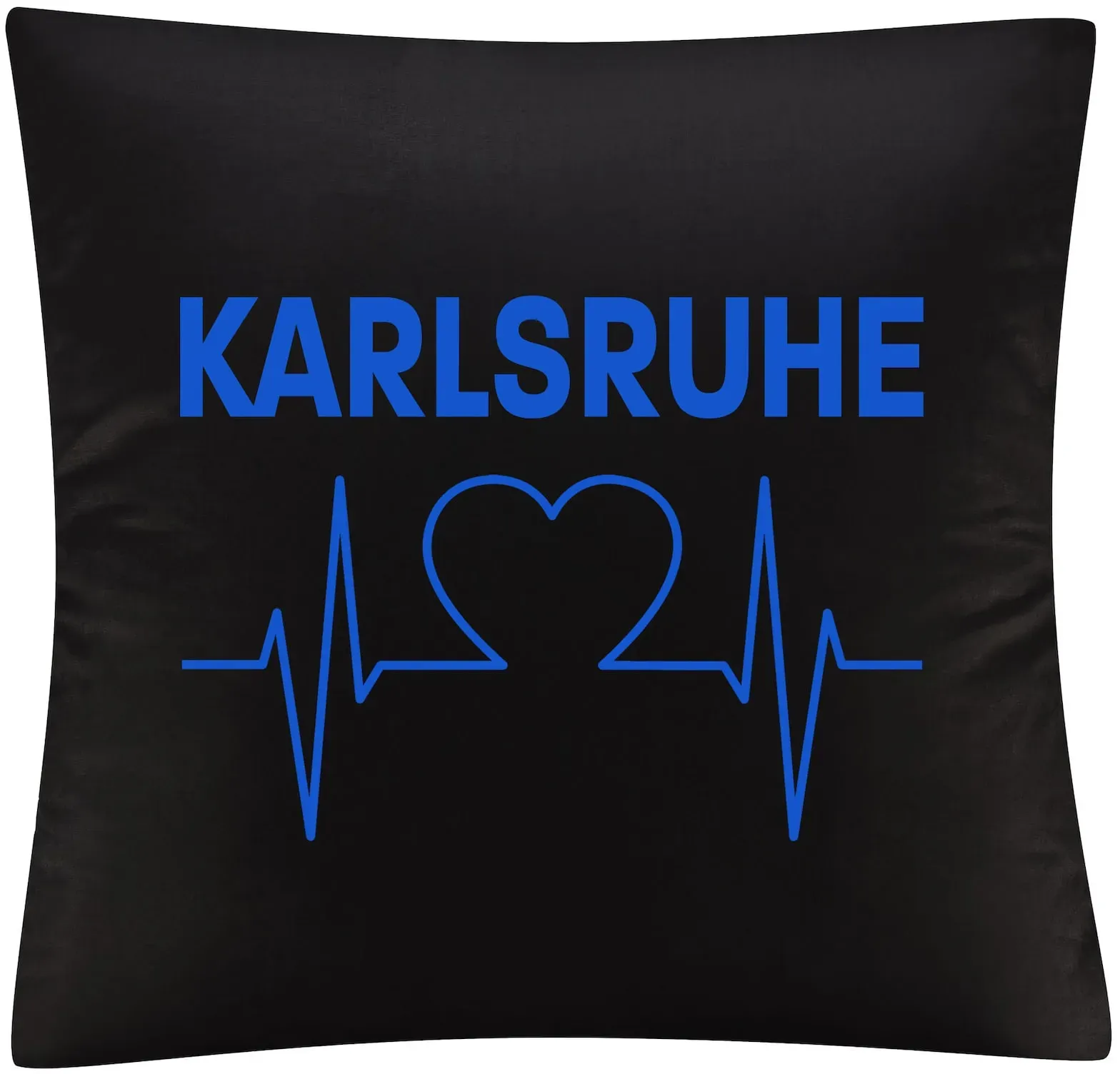 multifanshop® Kissenbezug  - Karlsruhe - Herzschlag - Druck blau