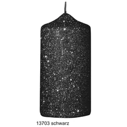 Kopschitz Kerzen Kerzen Glamour Glitter Stumpenkerzen Schwarz, 120Ø 60 mm, 4 Stück