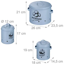 Relaxdays Zwiebeltopf hellblau 3er Set