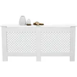 ECD Germany Heizkörperverkleidung Wabenmuster 152x19x82 cm Weiß MDF lackiert