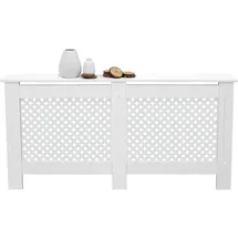 ECD Germany Heizkörperverkleidung Wabenmuster 152x19x82 cm Weiß MDF lackiert