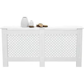 ECD Germany Heizkörperverkleidung Wabenmuster 152x19x82 cm Weiß MDF lackiert