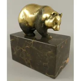 demotex gmbh Casa Padrino Bronze Skulptur Panda Bär Gold / Schwarz 13 x 7 x H. 15 cm - Bronzefigur - Dekofigur - Schreibtisch Deko Accessoires
