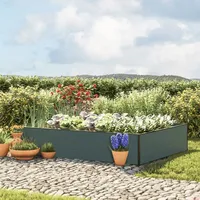 GFP HALFSIZE Aluminium Hochbeet - Platzsparendes & Stabiles Gartenbeet in Anthrazit - 195 x 150 x 39 cm - Ideales halbhohes Modell für Familien-Gartenspaß