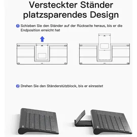 Inateck Tablet Tastatur, 2-IN-1 Ziffernblock&TouchpadVersteckter Ständer, 3 BT-Kanäle, 7-Farben Hintergrundbeleuchtung,Kompatibel mit iPadOS/Samsung/Android/Windows