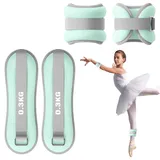 2er Set Gewichtsmanschetten, Verstellbares Fußgelenkgewichte Set, Gewichte für Beine und Arme, Geeignet für Anfänger und Kinder Tanzen Bewegung, Gehen, Joggen (Grün, 0.3 Kilogramm)